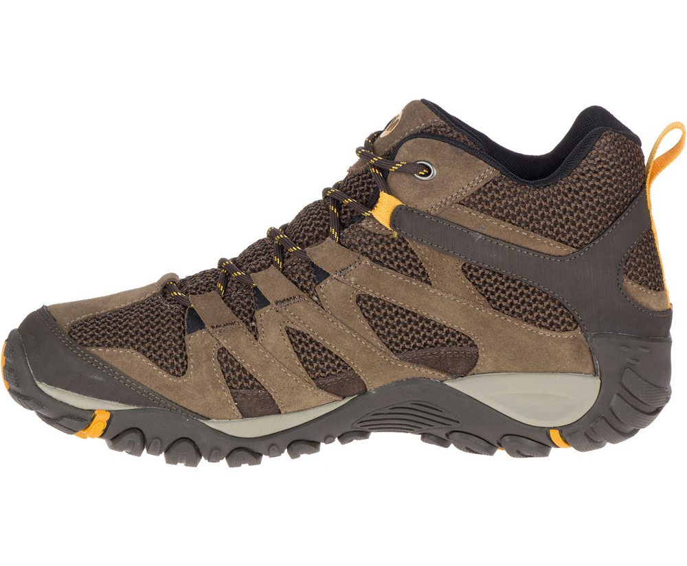 Merrell Hiking Boots Brown - Alverstone Mid Waterproof Wide Width - Mens 36BDMXUIK